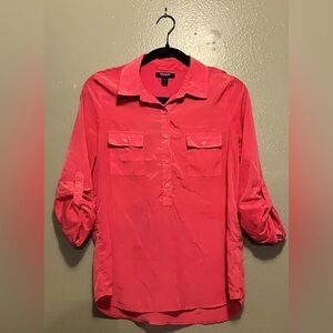 Old Navy Hot Pink Button Long Sleeve Blouse - Small Petite